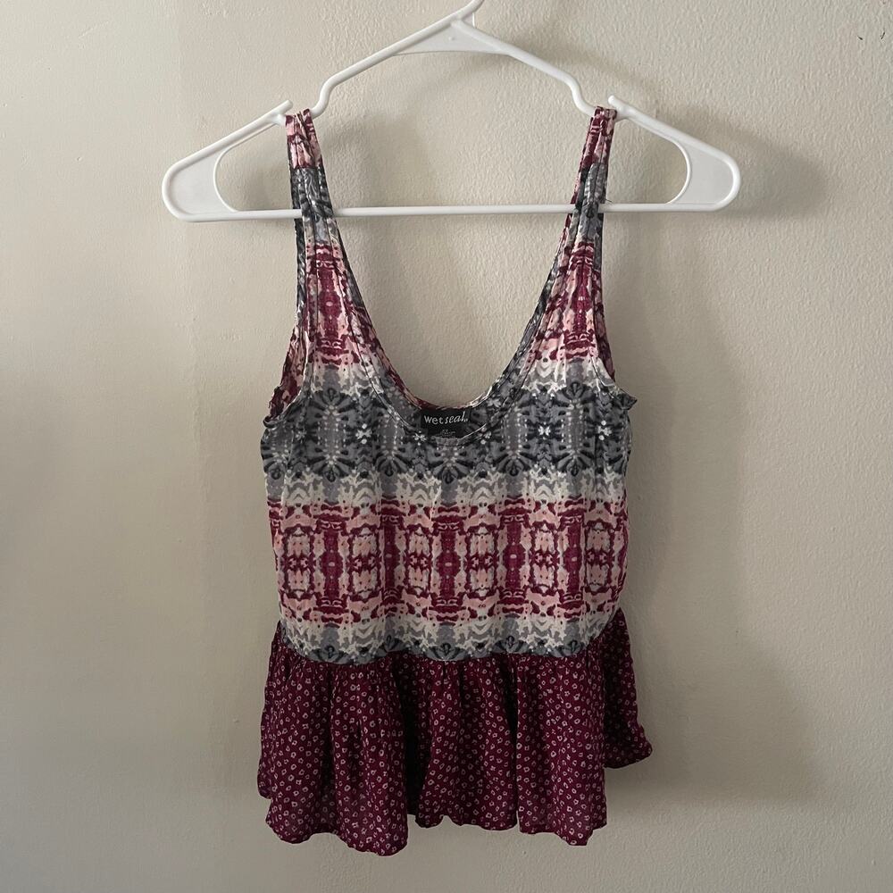 Wet Seal Y2K Womens XS Peplum Tank Top Multicolor Sleeveless 2000s Mall Core